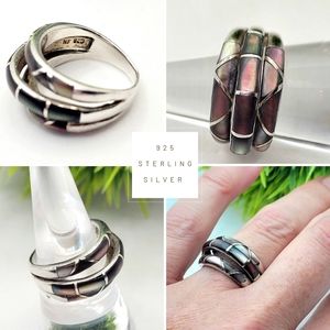 Boho ring 925 sterling silver abalone Bohemian ring women's size 6.5